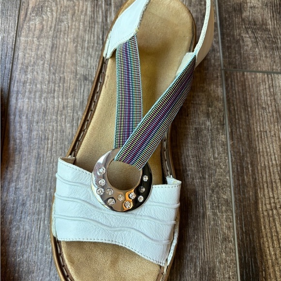 Rieker Spring Step Karmel Leather White Women's Wedge Sandals Size 40 - Picture 8 of 11